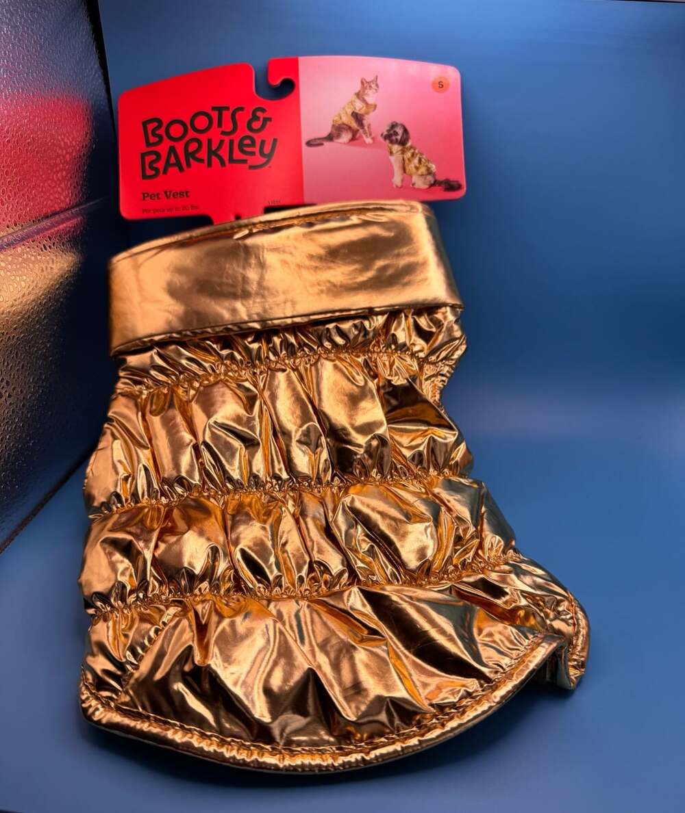 Boots & Barkley Pet Vest Size S Gold Puffer